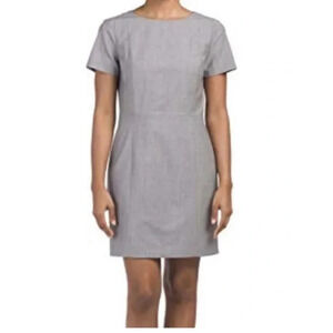 Theory Dress Gray Wool Blend Cassii Adiran Short Sleeve Crew Neck Sheath 6 S